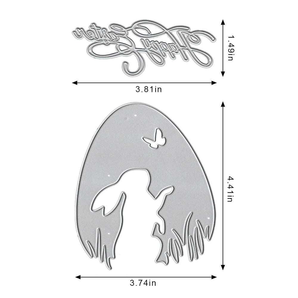Easter Egg Rabbit Metal Cutting Dies for Card Making - Easter Blessing Words Die Cuts & Embossing Stencil Template - DIY Scrapbooking, Paper Cards, Photo Album Craft Decoration - Perfect for Easter Greeting Cards, Party Invitations, and Spring Home Decor