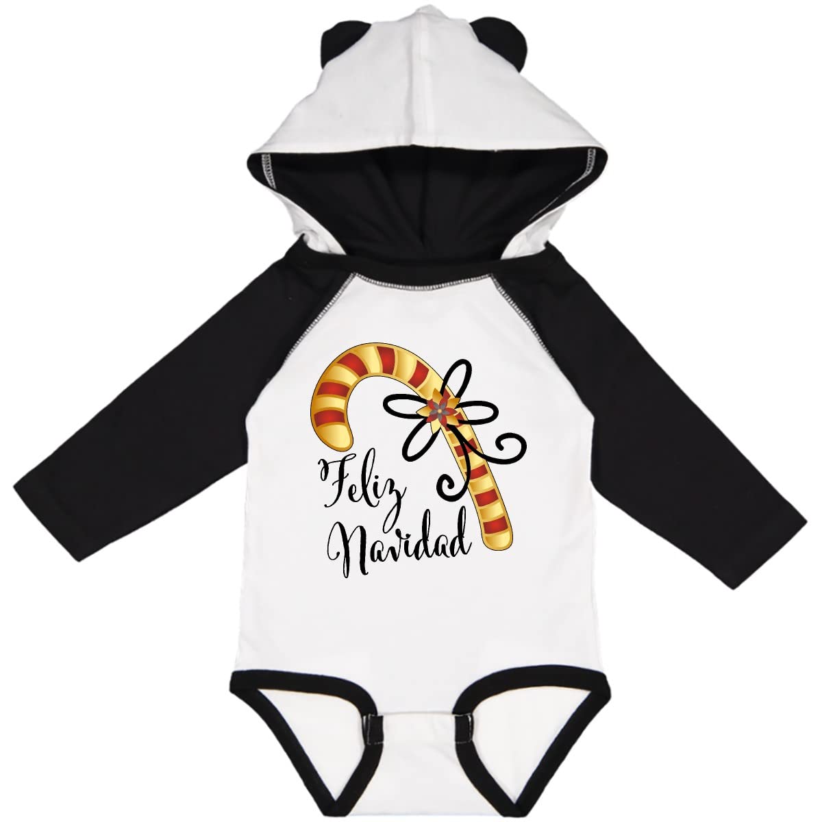 Inktastic Feliz Navidad Red & Gold Candy Cane Baby Bodysuit - Christmas Holiday Outfit for Infants, Newborn Photo Shoot, Family Matching Pajamas