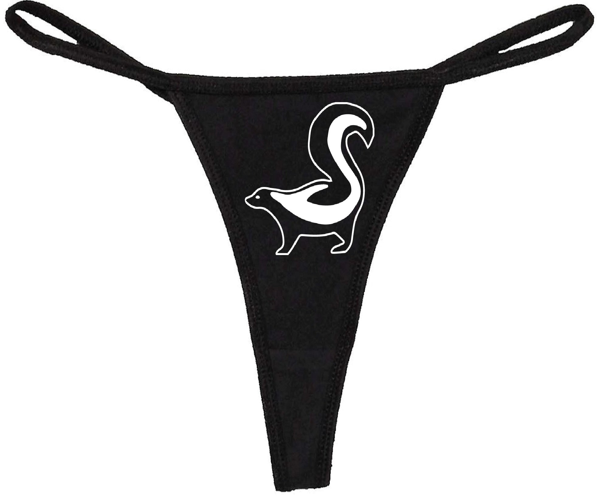 STUFF WITH ATTITUDE Skunk Print Black Thong Panties - Sexy Lingerie for Women, Comfortable Everyday Wear & Special Occasions