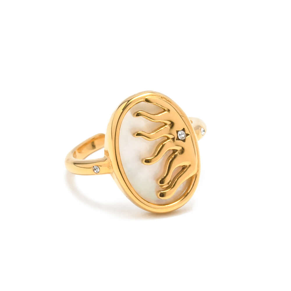 18K Gold Shell Midi Ring for Women - Elegant Thumb Ring Jewelry Gift (JDR001) | Perfect for Parties, Weddings & Everyday Wear