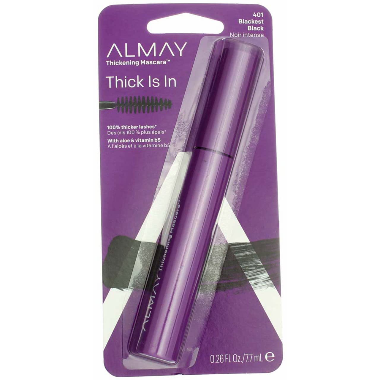 Almay One Coat Thickening Mascara - Blackest Black [401] - 0.26 oz (2 Pack) | Volumizing & Lengthening for Dramatic Lashes | Perfect for Daytime & Nighttime Looks