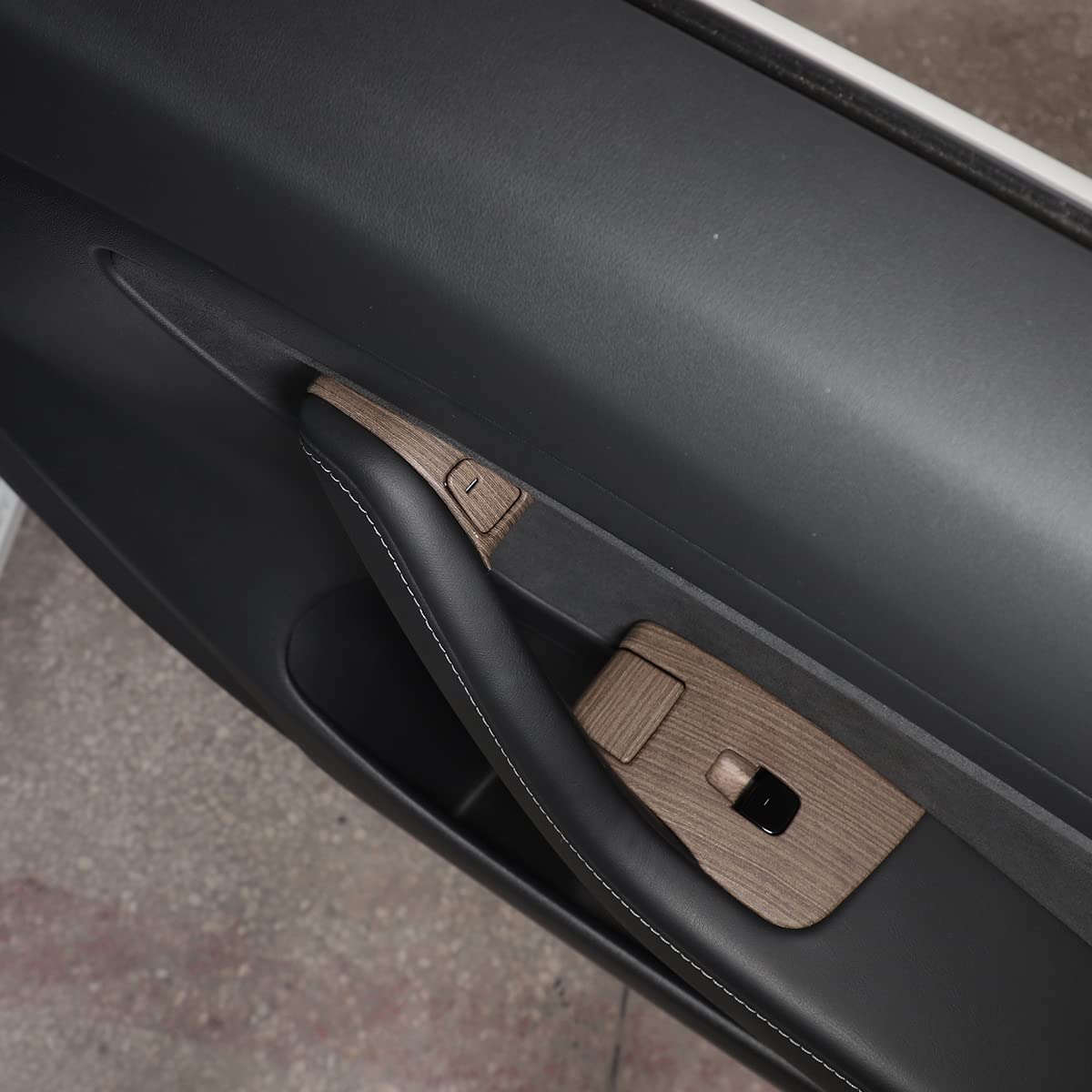 8-Piece ABS Car Door Lock Button Frame Cover for Tesla Model 3 & Model Y 2018-2020 - Pear Wood Grain Interior Trim Upgrade - Perfect for Enhancing Door Lock Switch Appearance & Protection - MCUNVX-2665527