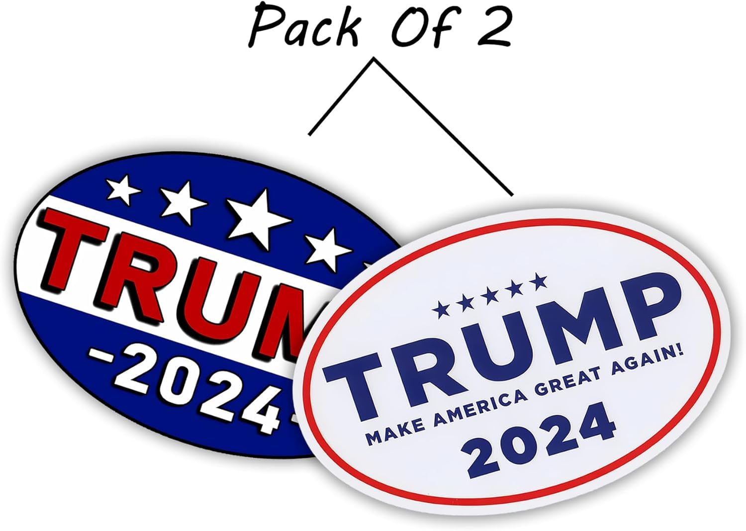 2-Pack Donald Trump 2024 Magnetic Stickers - 5x3 Inch MAGA Decals for Fridge, Car Bumper, Truck & Toolbox - Make America Great Again - Perfect for Political Supporters & Campaign Events