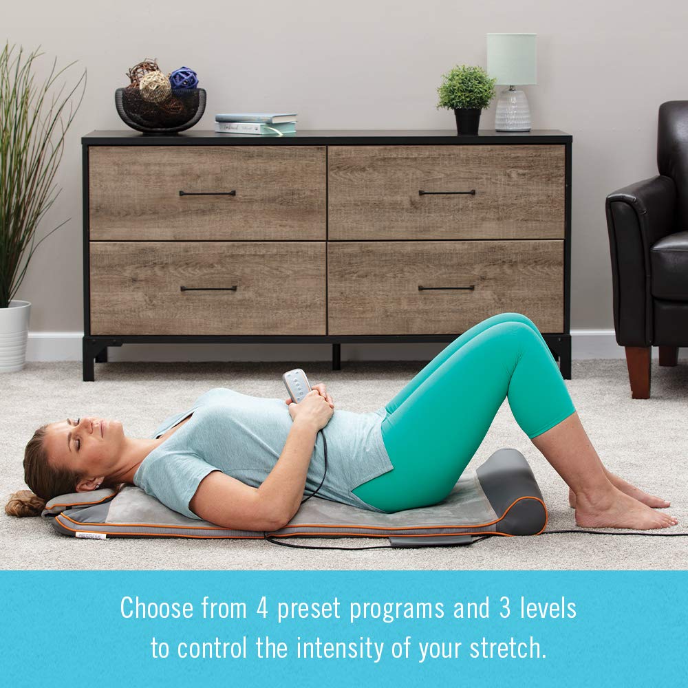 Homedics Silver Yoga Mat with Air Compression & 3 Intensity Levels - Premium Back & Lumbar Support for Stretching, Fitness & Home Workouts - Ideal for Yoga, Pilates & Physical Therapy Recovery