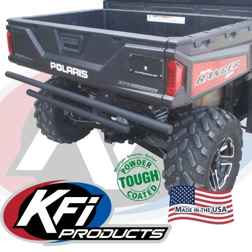 KFI Products Heavy Duty Steel Rear Bumper for Polaris ATV/UTV - Durable Off-Road Protection for Trail Riding & Farm Work