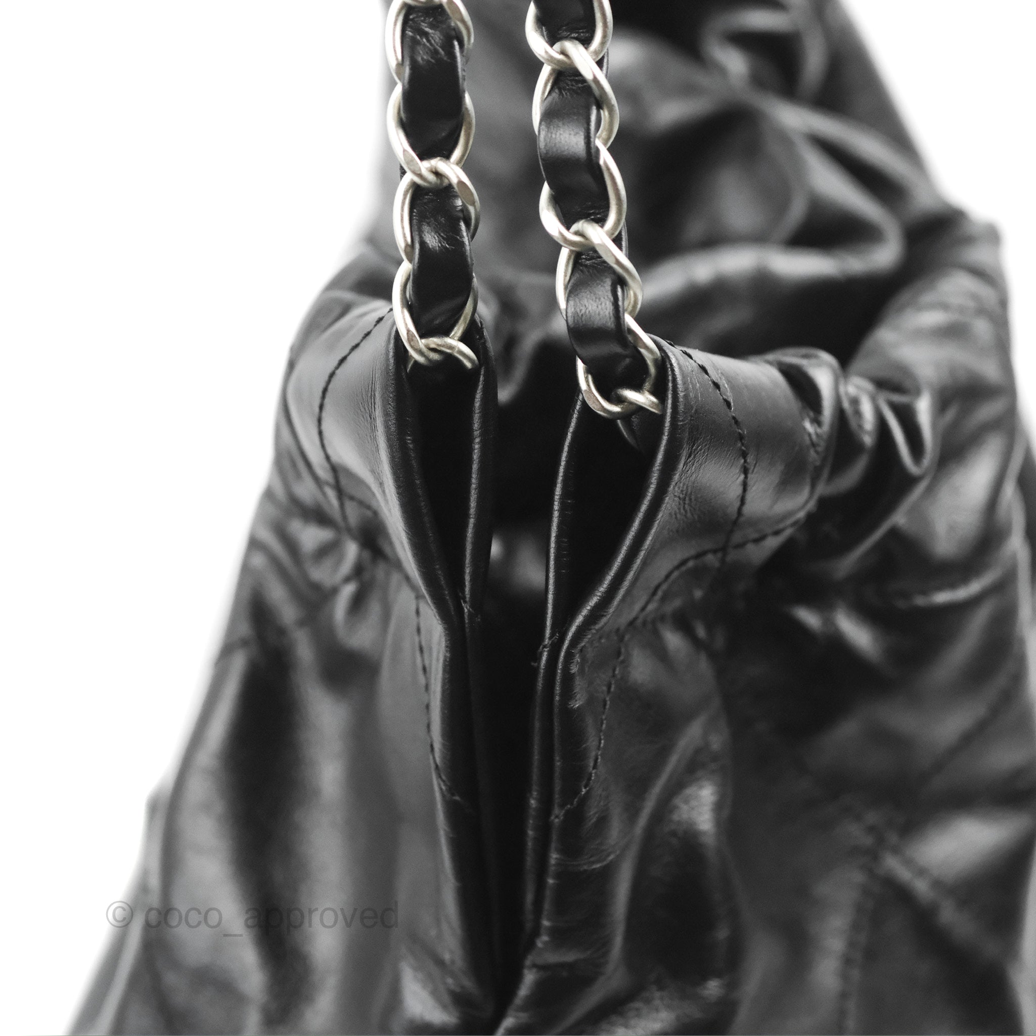 Chanel 22 Small Handbag Black Shiny Calfskin Leather with Matte Silver Hardware - Luxury Crossbody Bag for Women, Perfect for Date Night & Evening Events