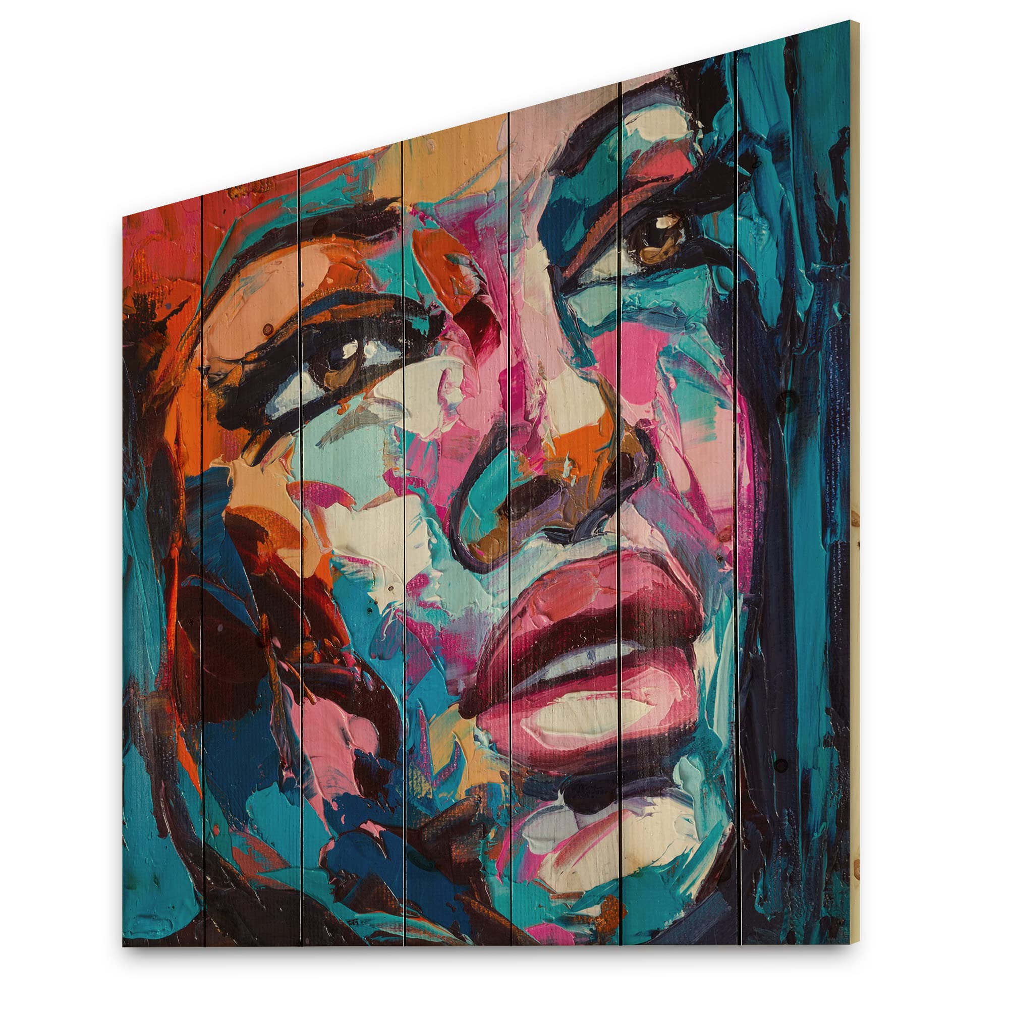 Colorful Fantasy Woman Portrait Wood Wall Art for Living Room Decor