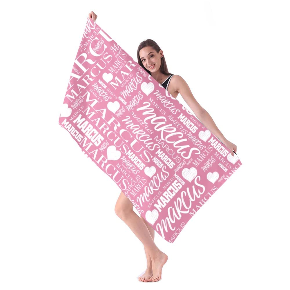 Personalized Beach Towels with Names - Custom Microfiber Travel Towels for Pool, Bath & Beach - Soft & Quick-Dry for Kids, Adults, Boys & Girls (Pink) - Perfect for Summer Vacations, Swimming & Outdoor Activities
