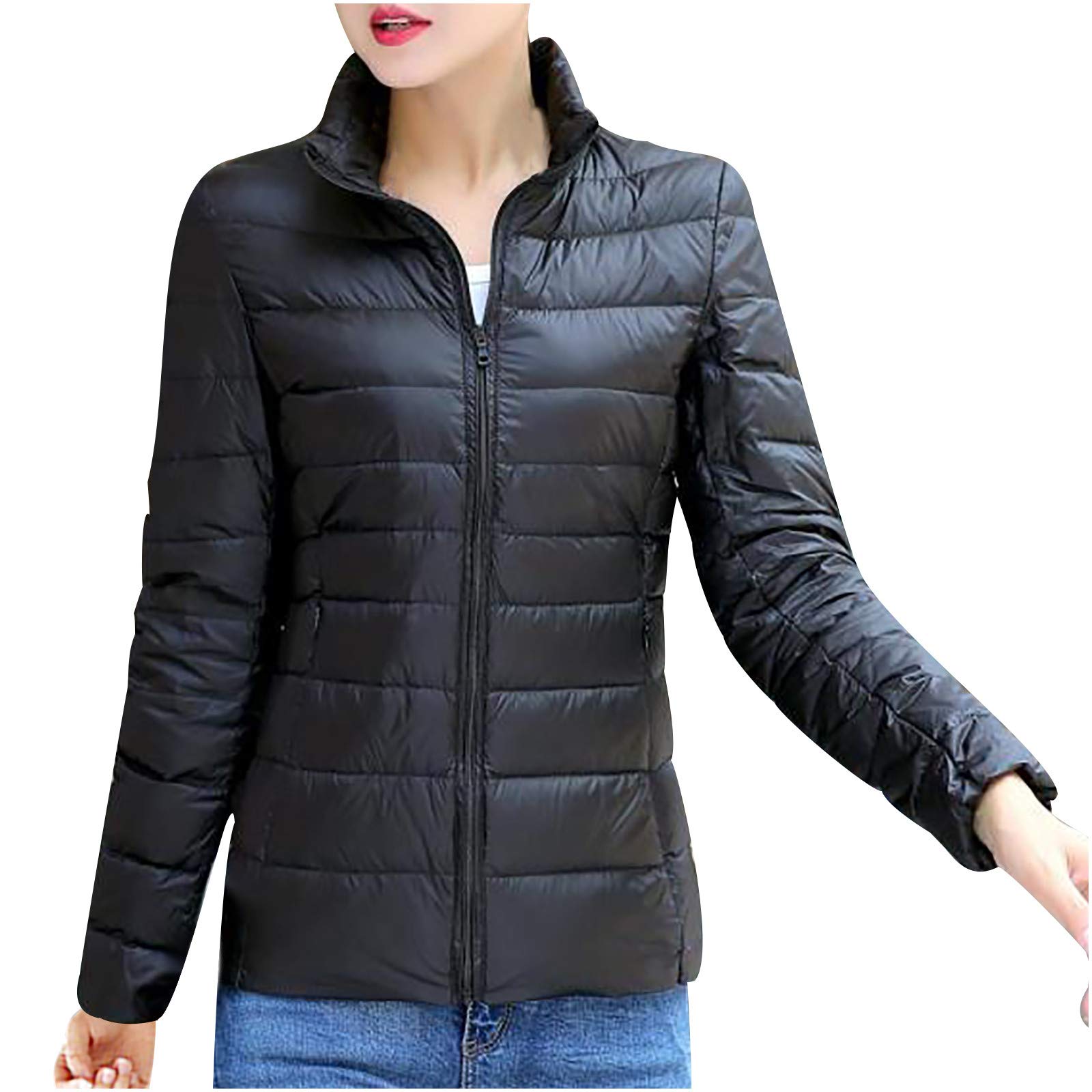 LUGOGNE Women's Puffer Jacket - Warm Winter Coat with Stand Collar & Zip Closure, Thickened Down Outerwear for Cold Weather | Perfect for Snowboarding, Skiing & Daily Winter Wear