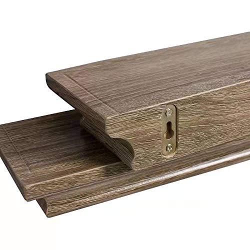 2 Pack Traditional Floating Wall Shelves Set - Grey Finish, 16 Inch, Rustic Wooden Shelves for Living Room, Bedroom, Bathroom & Office Decor