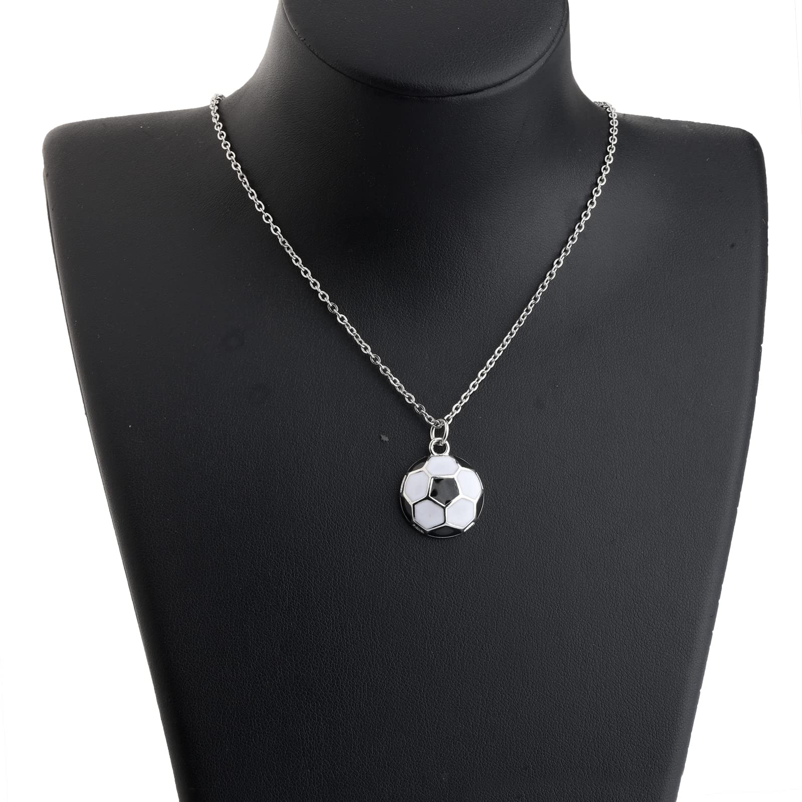 FUSTMW Soccer Ball Necklace - Sterling Silver Soccer Pendant Jewelry for Players & Fans - Perfect Gift for Soccer Lovers, Team Members & Coaches - Great for Game Days, Training & Soccer Themed Parties