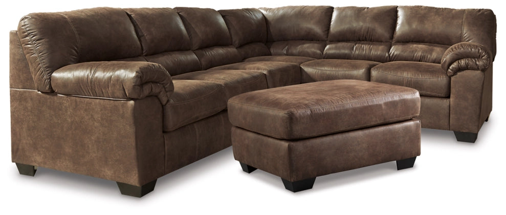 Bladen 3-Piece Sectional Sofa with Ottoman - Modern L-Shaped Couch Set for Living Room, Family Room & Apartment