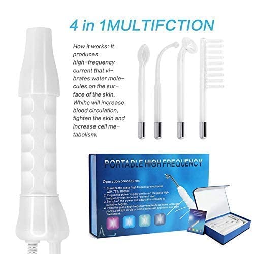 KIYO High Frequency Therapy Machine - Portable Electric Facial & Hair Growth Massager for Acne Repair & Skin Rejuvenation | Home & Salon Use