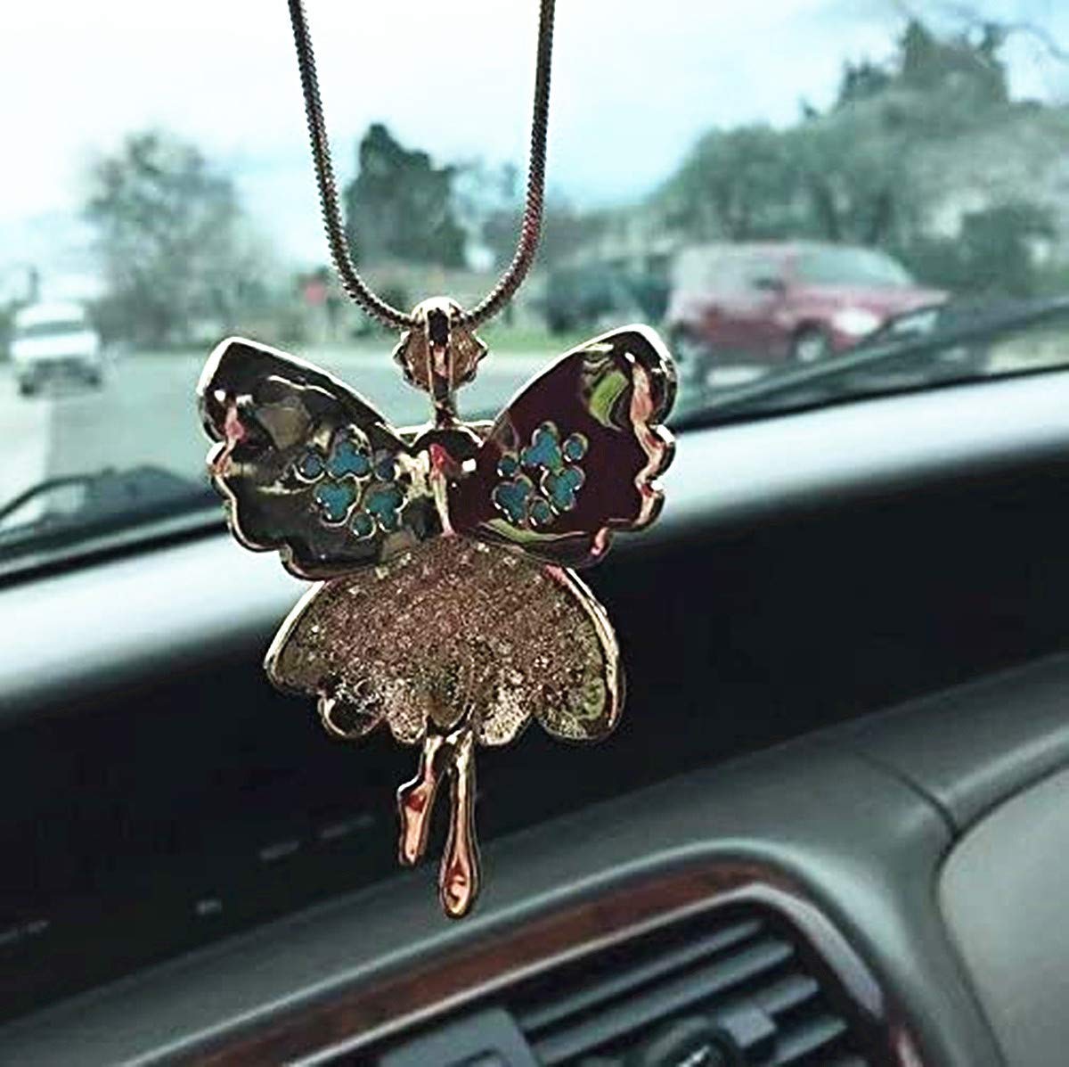 Jiamin Angel Car Charm - Guardian Angel Rearview Mirror Hanging for Travel Protection & Safe Driving | Car Accessories for Women, Gift Ideas & Spiritual Decor