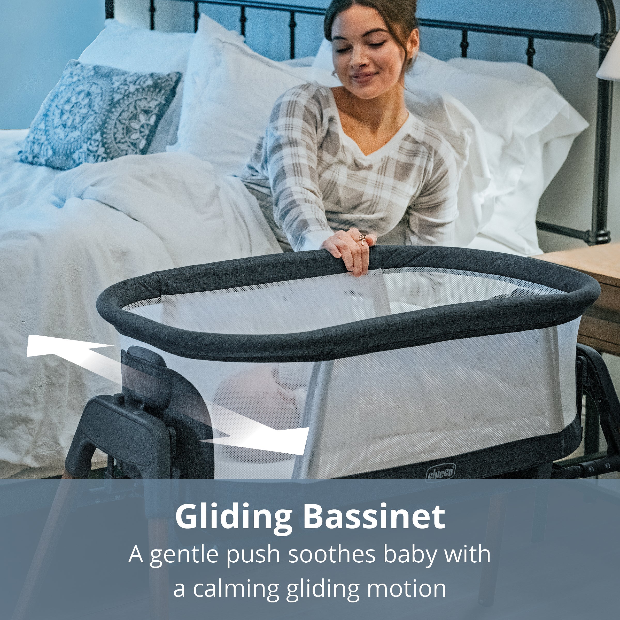 Chicco LullaGlide 3-in-1 Bassinet - Portable Baby Crib with Adjustable Height & Vibration - Perfect for Nursery, Bedroom & Travel