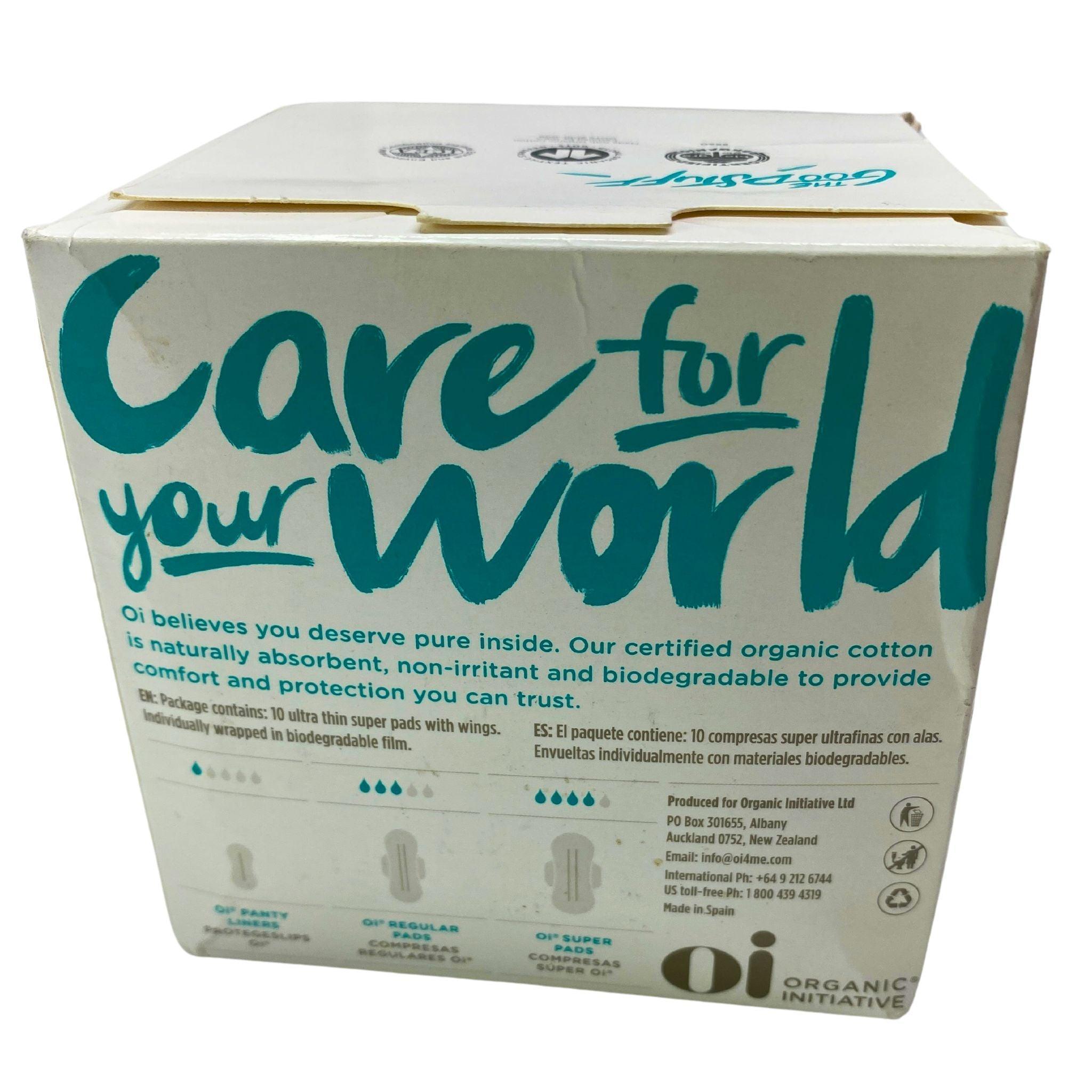Organic Cotton Super Pads by OI Organic Initiative - 50 Count Pack | Ultra Absorbent & Hypoallergenic | Perfect for Overnight Protection & Heavy Flow Days