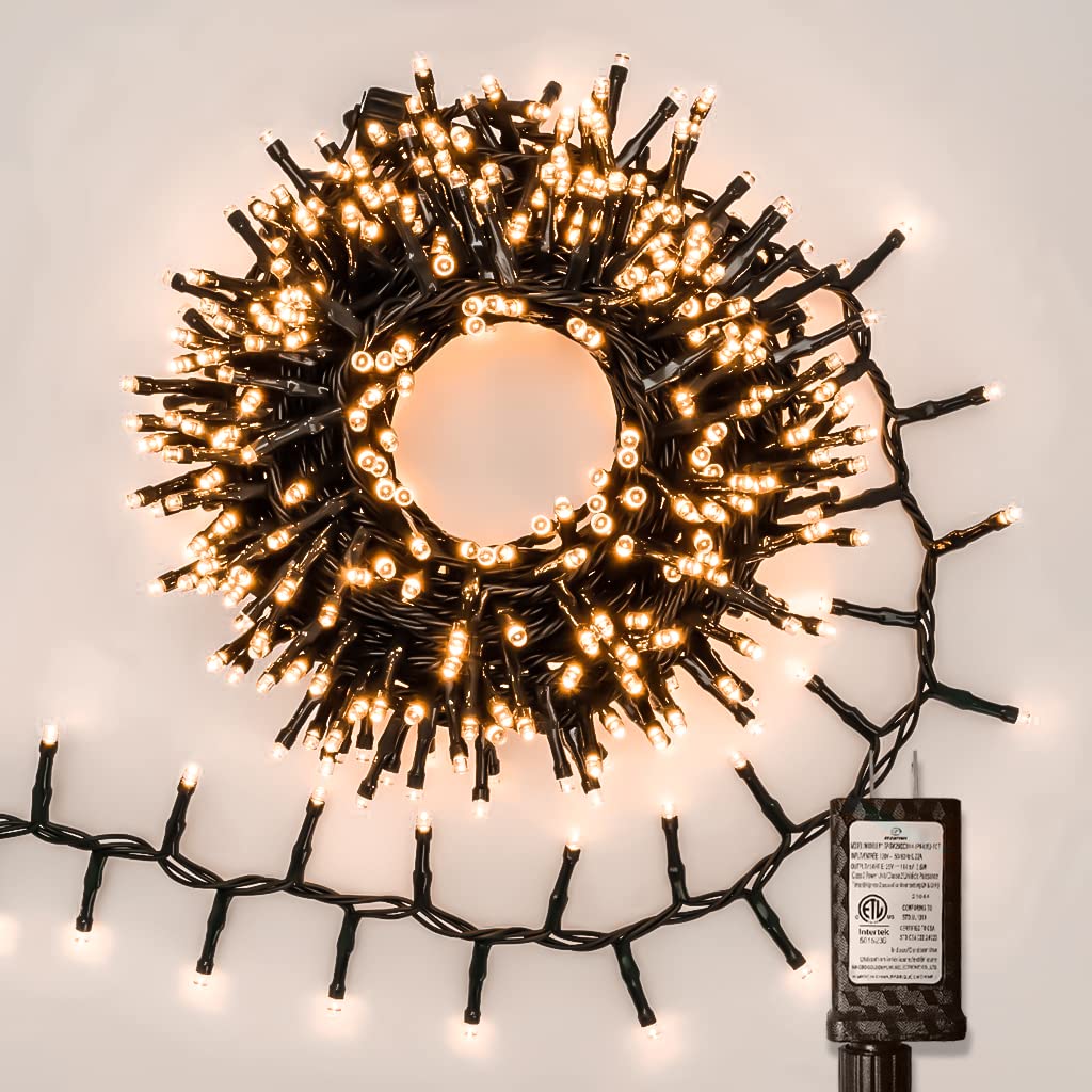 Gresonic 750 LED Christmas Tree Lights, 49.2ft Green Wire Fairy String Lights - Waterproof Indoor/Outdoor Decor for Holiday, Birthday, Wedding Party (Warm White) | Perfect for Christmas Trees, Garden, Patio, and Home Decoration