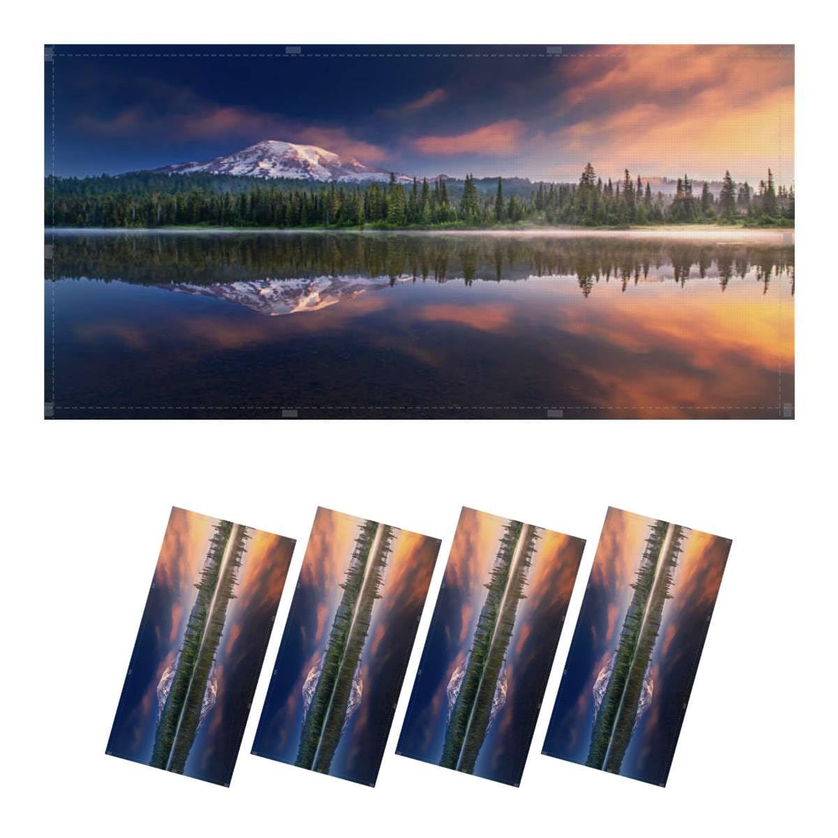 4 Pack Fluorescent Light Covers - 4' x 2' Decorative Magnetic Ceiling Light Panels with Mt Rainier Reflections for Classroom, Office & Home | Energy-Efficient Lighting Solution for Schools, Workspaces & Living Areas