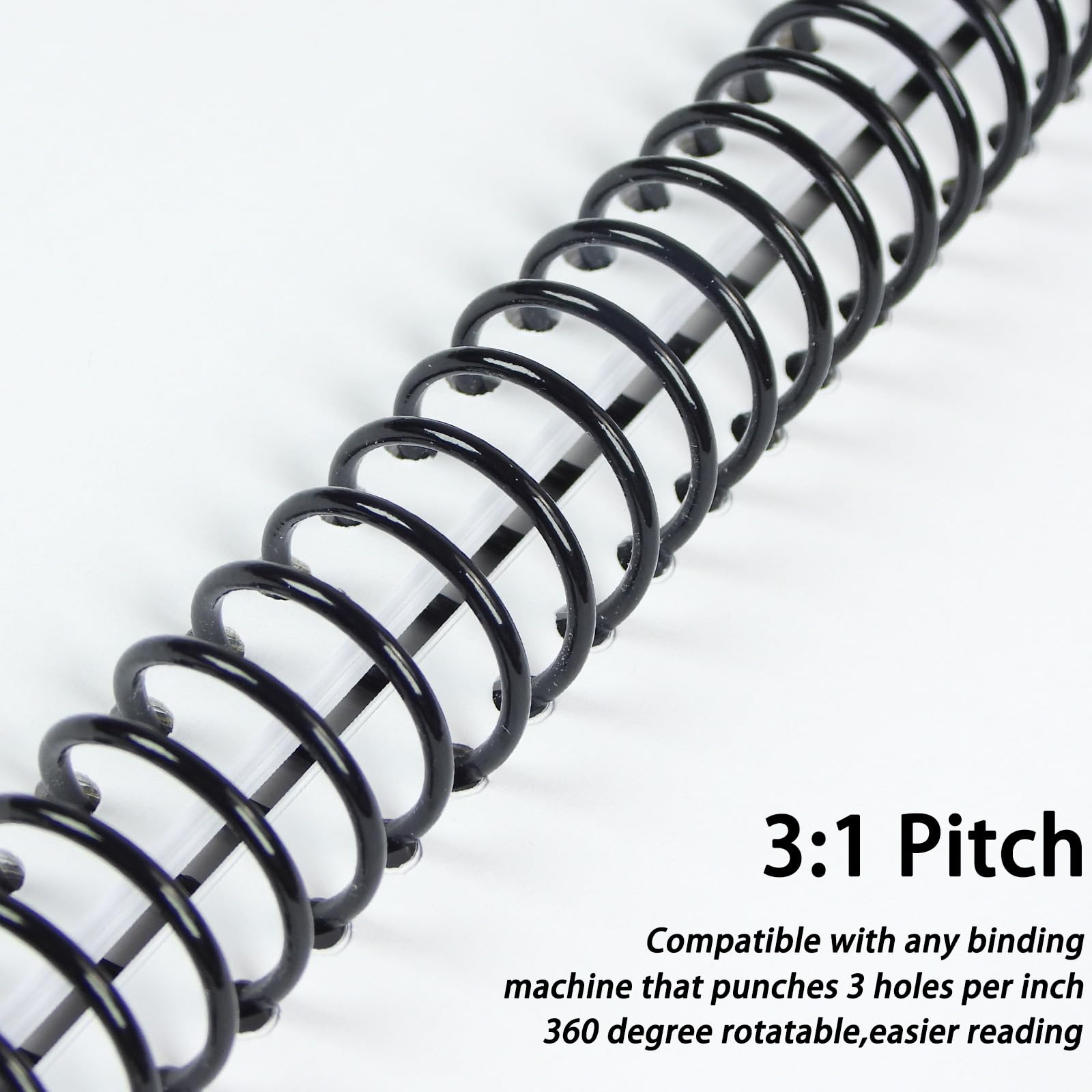 Rayson 31.8mm (1-1/4 inch) Black Plastic Spiral Coil Binding - 3:1 Pitch, 280 Sheet Capacity - Pack of 50 - Perfect for Office Documents, School Projects, and Presentation Binding