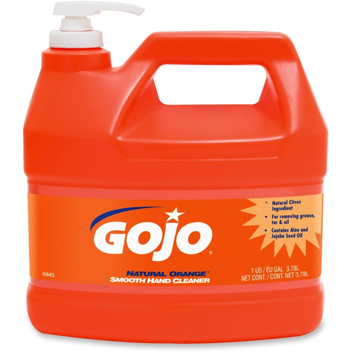 Gojo Natural Orange Smooth Heavy-Duty Hand Cleaner - Industrial Strength Pumice Soap for Mechanics, Gardeners & DIY - Removes Grease, Oil & Tough Stains - 1 Gallon Pump Bottle - Perfect for Garages, Workshops & Outdoor Use