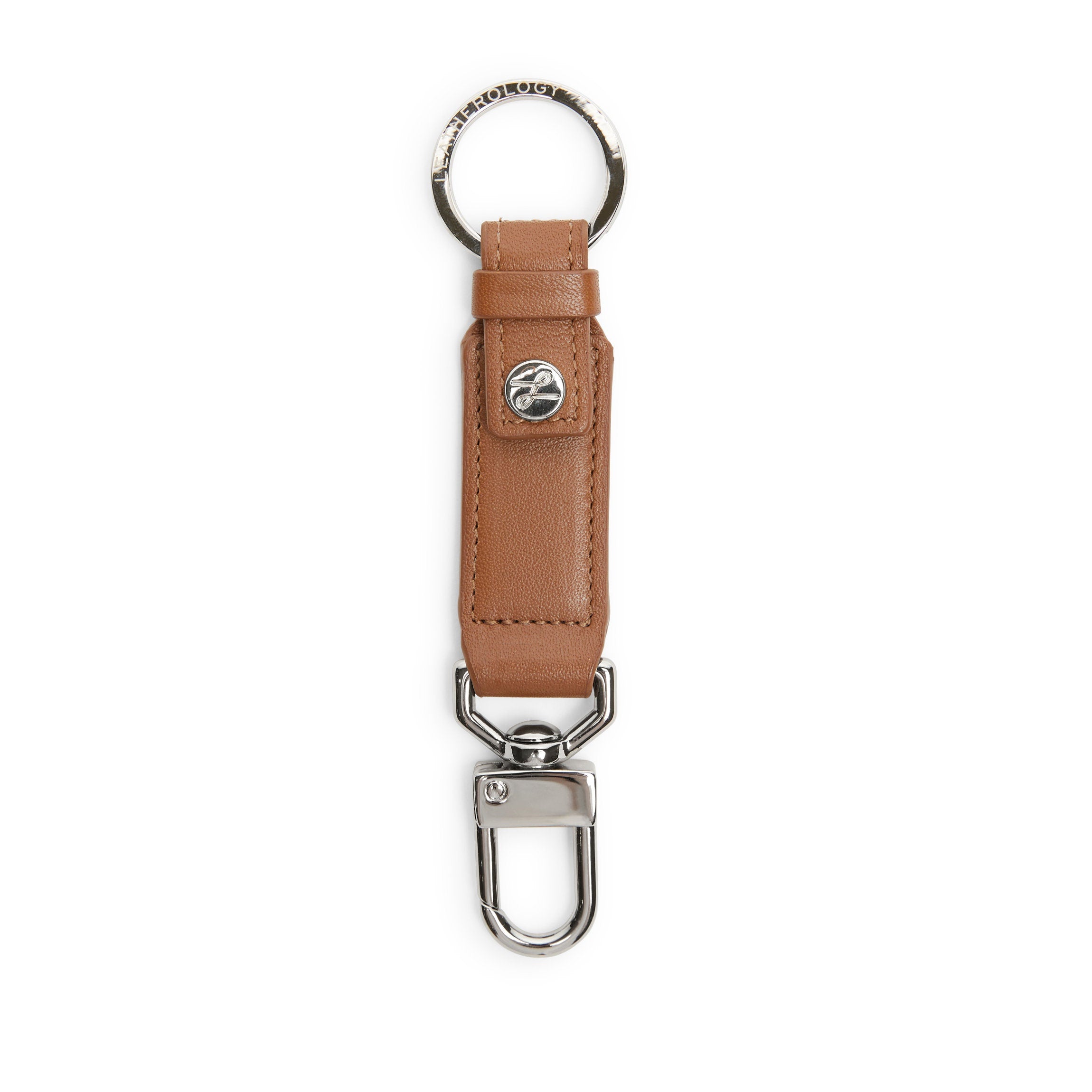 Premium Leather Valet Snap Keychain in Cognac - Stylish & Durable Key Organizer for Home, Office, and Travel Accessories