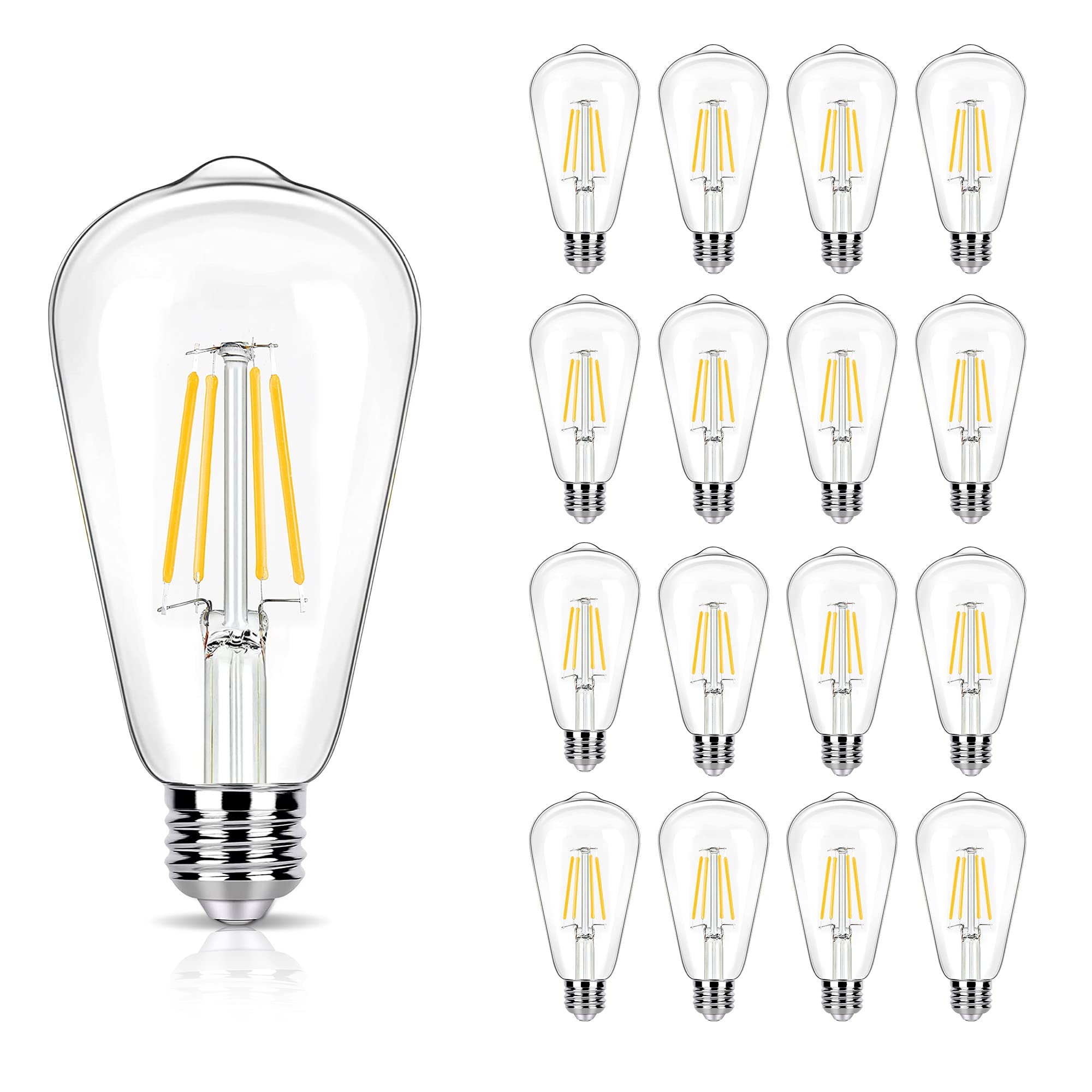 16 Pack LED Edison Bulbs 40W Equivalent, 4W ST19 Vintage LED Filament Bulb - 2700K Soft White, 450LM E26 Base - Energy Saving Light Bulbs for Ceiling Fixtures, Chandeliers, Pendant Lights & Home Decor (Non-Dimmable)