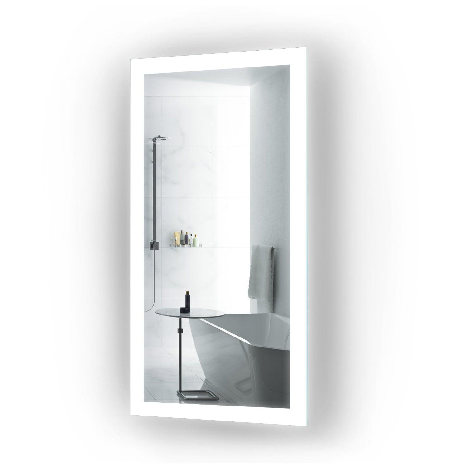 Krugg Bijou 15x30 Inch LED Bathroom Mirror with Adjustable Dimmer & Anti-Fog Function - Perfect for Modern Vanity, Spa-Like Bathroom & Makeup Application
