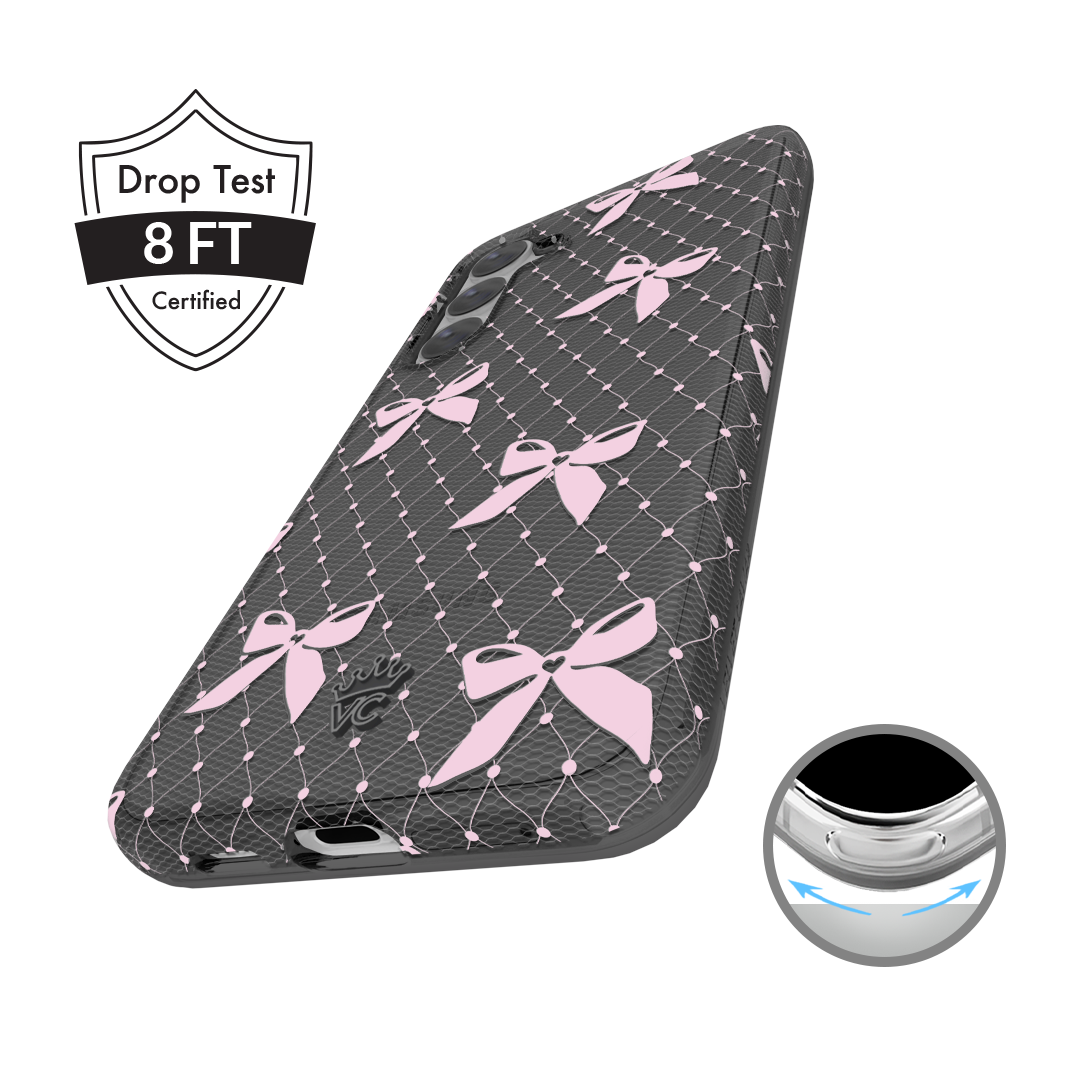 Elegant Lacy Pink Bow Samsung Phone Case - Cute & Stylish Protective Cover for Samsung Galaxy S21/S20/Note 20 - Perfect Gift for Girls, Women, Teens (School, Work, Party, Everyday Use)