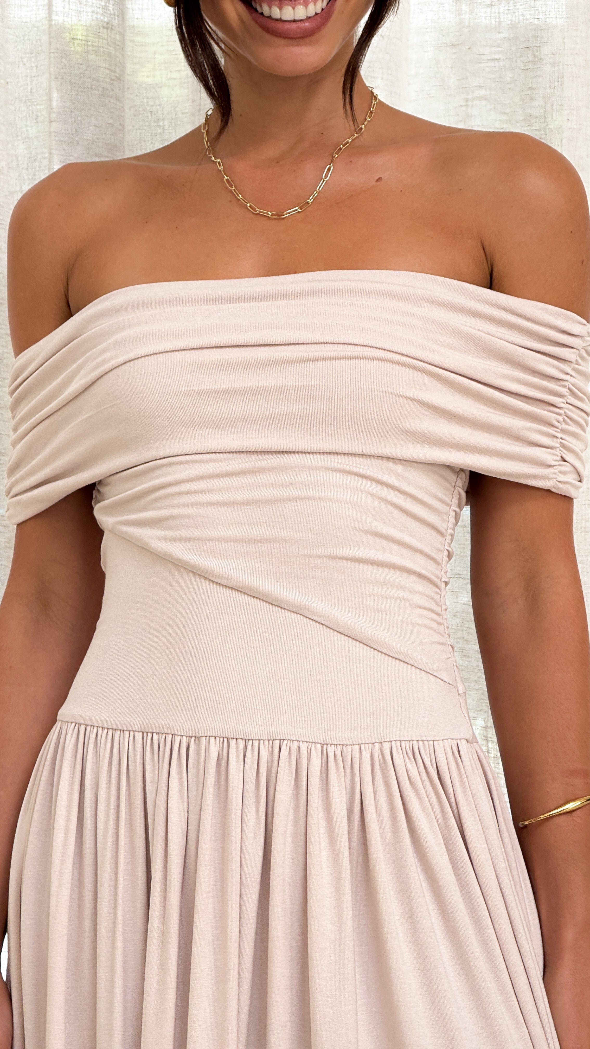 Manalla Maxi Dress for Women - Elegant Stone Color Long Flowy Summer Dress - Perfect for Beach, Vacation, and Casual Outings