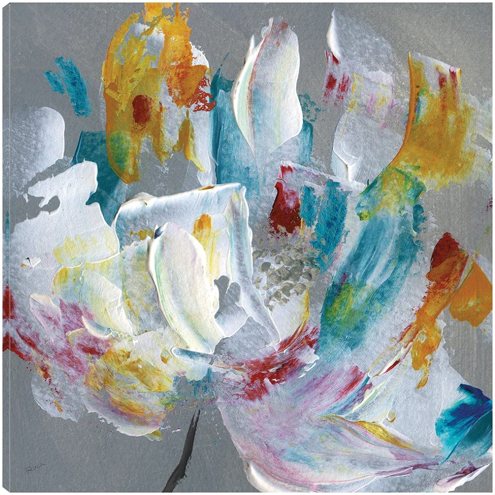 Handmade Tye Dye Floral Canvas Wall Art by Katrina Craven - 22x22 Inch Ready-to-Hang Painting for Living Room, Bedroom, Bathroom & Office Decor - Perfect for Bohemian, Modern & Eclectic Home Styling
