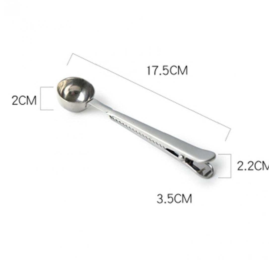 Premium Stainless Steel Coffee Scoop - Perfect for Measuring Ground Coffee, Tea, Milk Powder & Loose Spices - Includes Sealing Clip - Ideal for Home Baristas, Coffee Shops & Kitchen Use