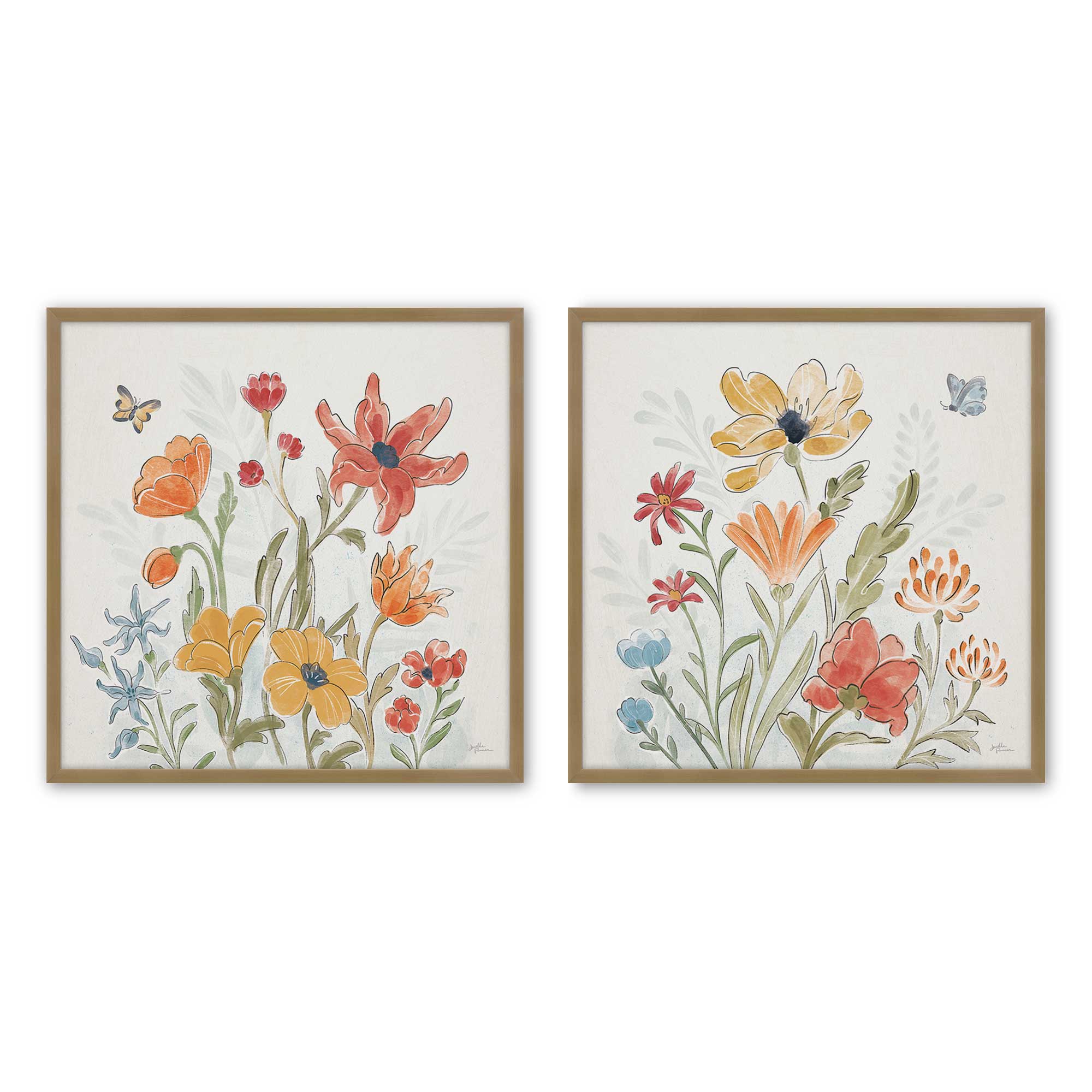 Garden Harmony Set of 2 Wall Art Prints - Nature Inspired Decor for Living Room, Bedroom & Office