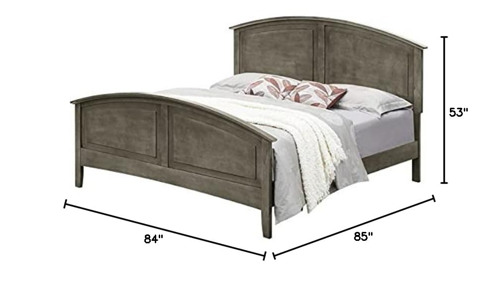 Glory Furniture Hammond King Panel Bed in Gray - Modern Platform Bed Frame for Master Bedroom, Guest Room & Home Decor