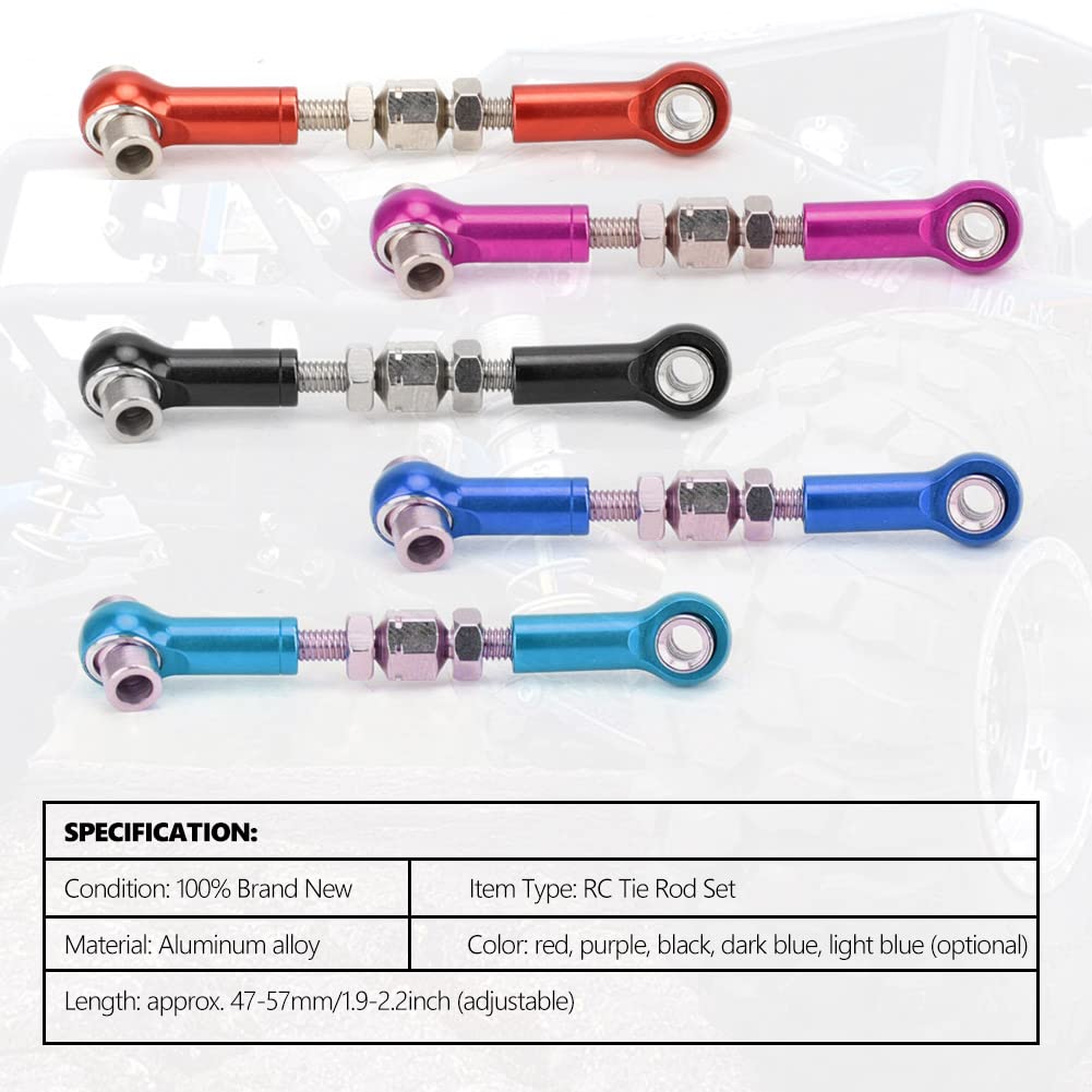 Adjustable RC Servo Links - 6Pcs 47mm Tie Rod Set for 1/10 Touring Car (Navy) - Perfect for RC Hobby & Racing