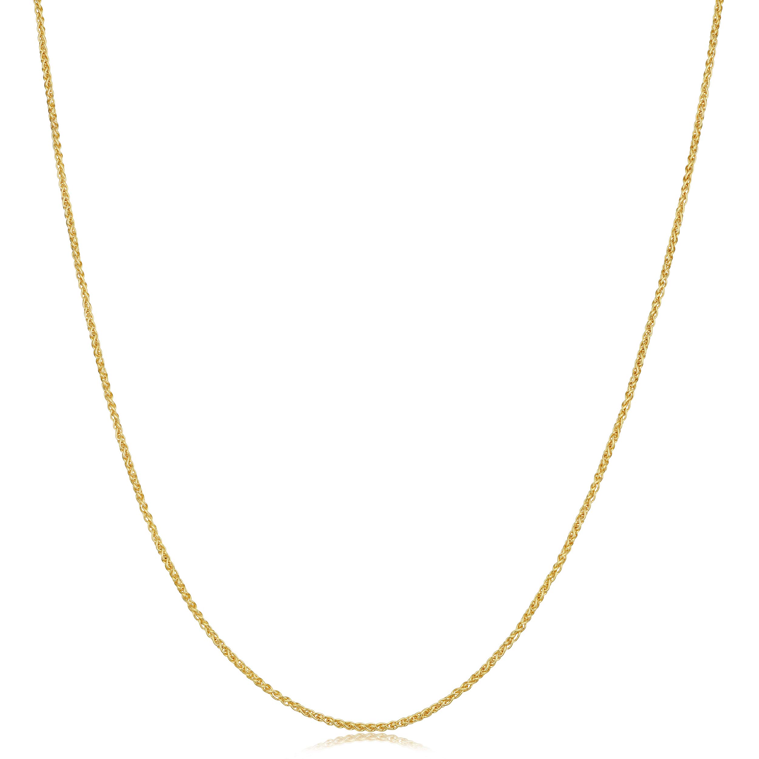 14K Yellow Gold 1mm Adjustable Wheat Spiga Chain Necklace - 22 Inch Max Length | Dainty Layering Jewelry for Women, Perfect for Everyday Wear & Gift Giving