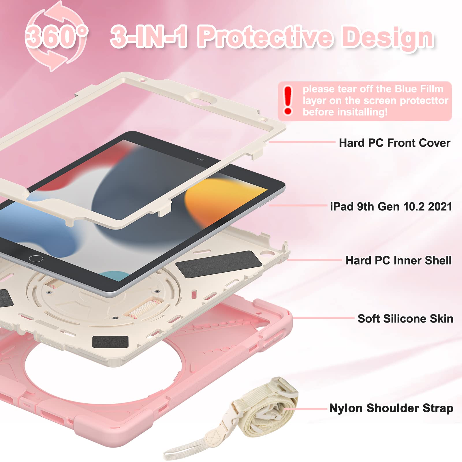 BRAECN Shockproof Protective Case for Apple iPad 9th/8th/7th Gen 10.2