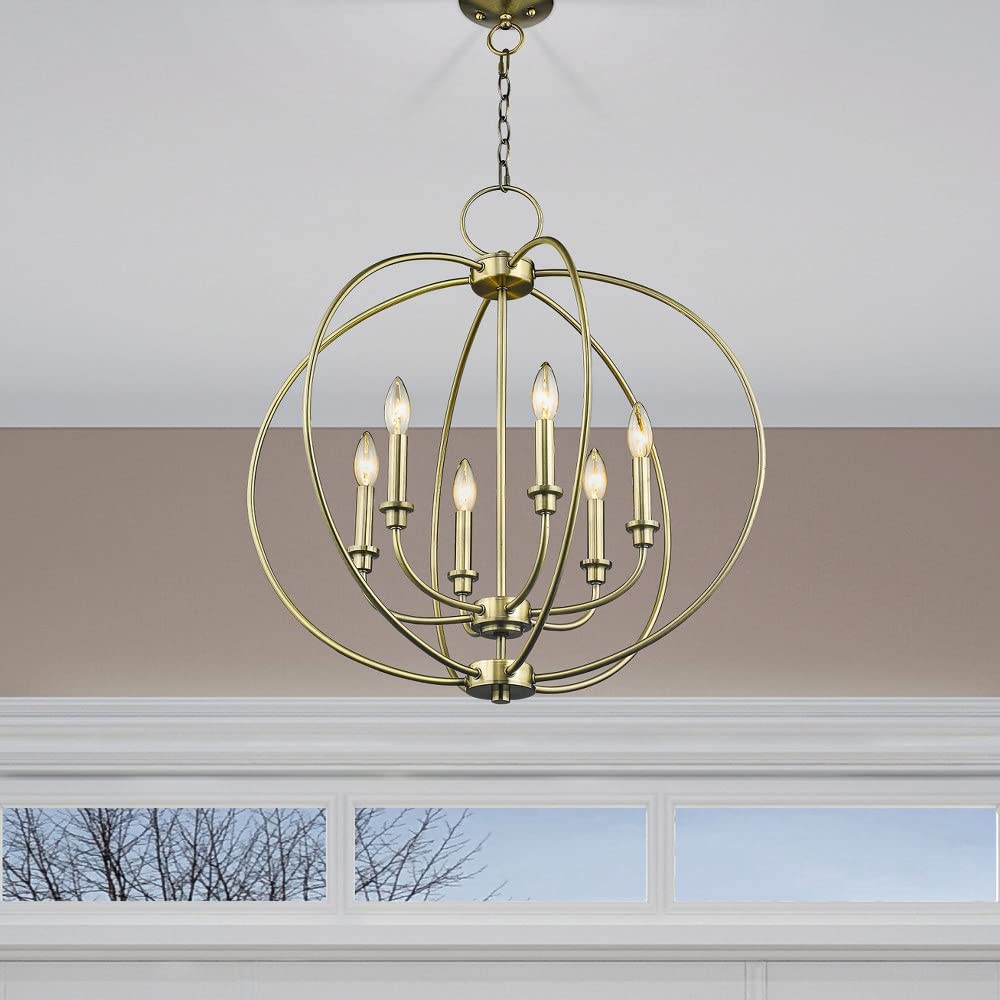 Livex Lighting 4666-04 6-Light Black Modern Chandelier - Elegant Ceiling Fixture for Dining Room, Bedroom, or Living Room Lighting