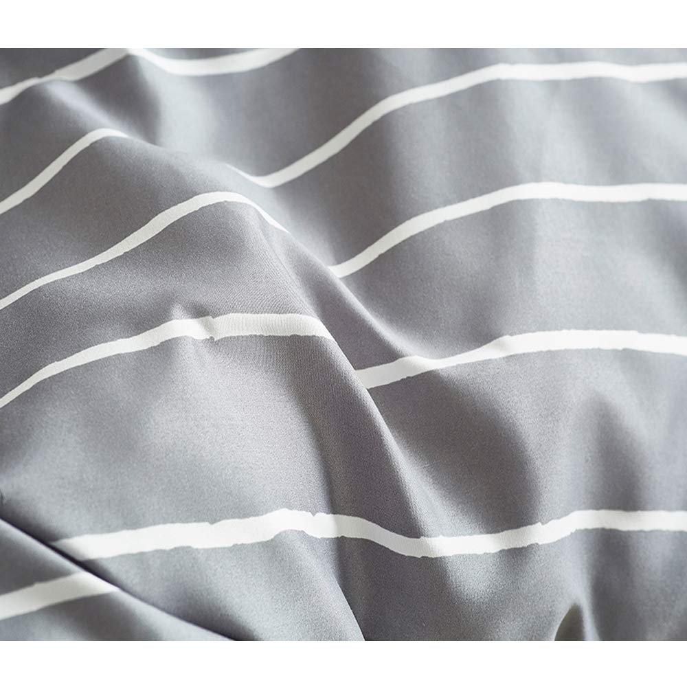 Premium Grey Twin Bed Sheets with White Stripe - 2-Piece Microfiber Bedding Set - Ultra Soft, Breathable & Wrinkle-Free Fitted Sheet & Pillowcase - Perfect for Home, Dorm, Hotel & Guest Room Use