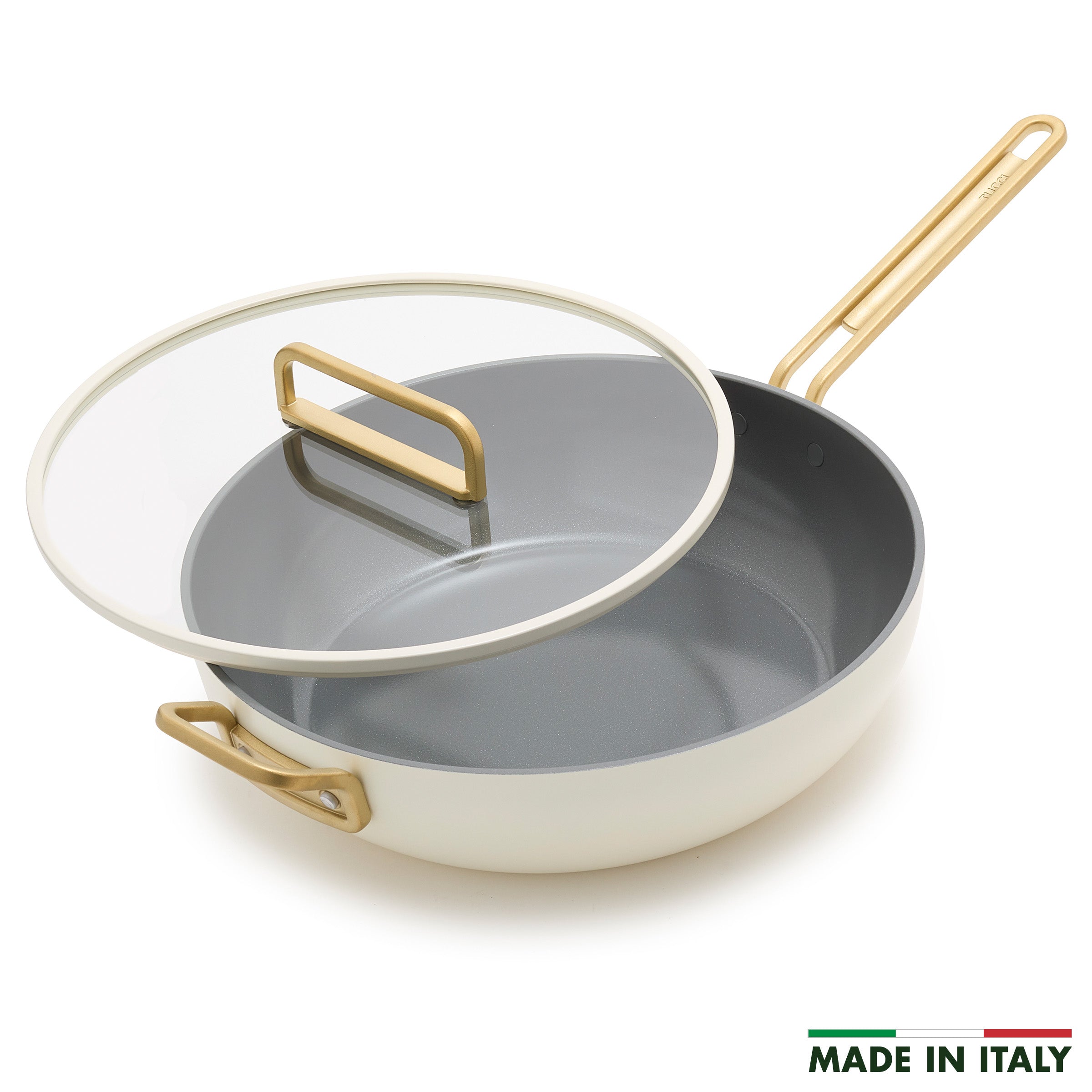 Stanley Tucci™ Ceramic Nonstick 6.5 Quart Essential Stanley Pan - Carrara White | Durable & Eco-Friendly Cookware for Sauteing, Frying & Baking | Perfect for Home Chefs & Healthy Cooking