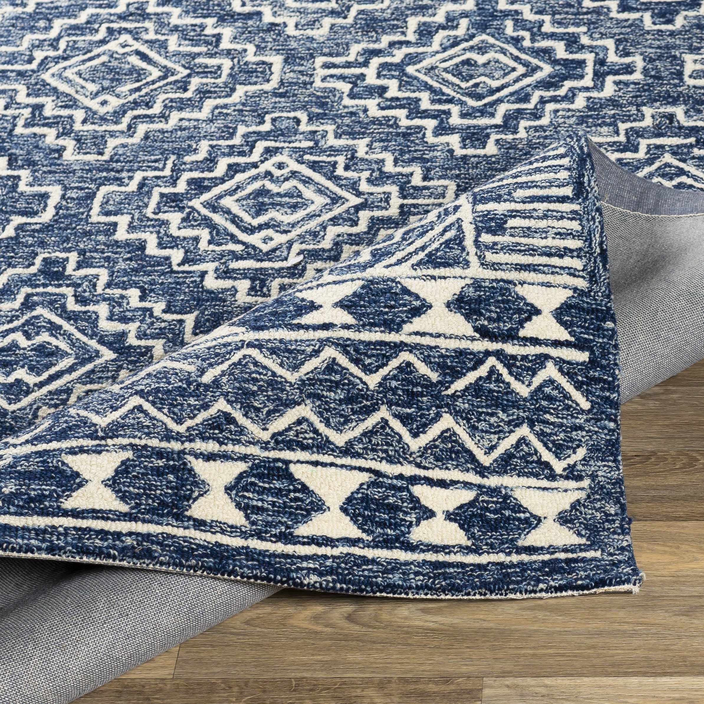 Premium Horton Wool Area Rug for Living Room & Bedroom - Traditional Beige & Blue Design - 6' x 9' - Soft & Durable - Perfect for Cozy Home Decor & High-Traffic Areas