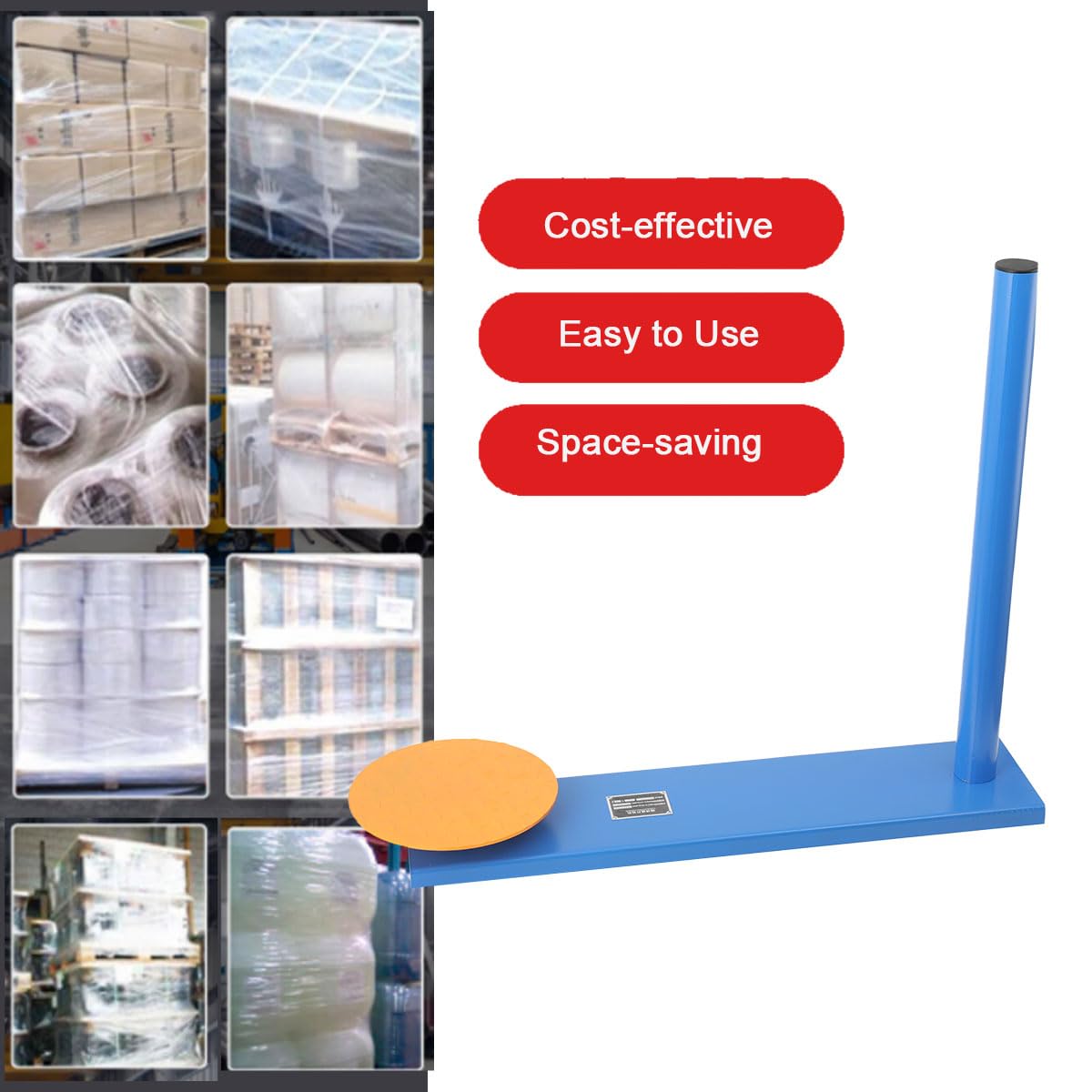Industrial Strength Press and Seal Stretch Film Wrap - Heavy Duty Pallet Wrapper Dispenser with Handle for Warehouse, Factory, Logistics Center | Lightweight Shrink Wrap Holder for Secure Packaging & Shipping