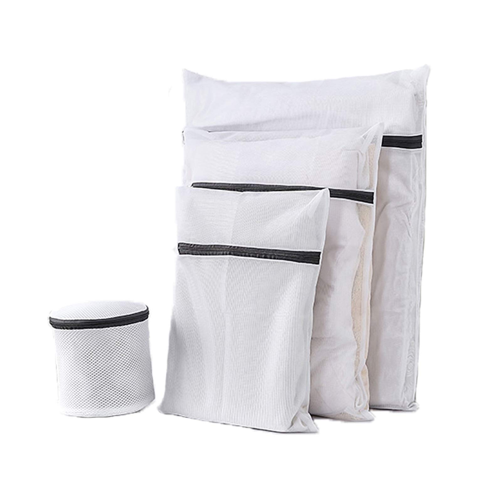 XYJNN Large Mesh Laundry Bag Set - 4-Piece Washing Machine Laundry Bags with Fine Mesh & Anti-Deformation Design (White) - Perfect for Delicates, Travel, College Dorm & Home Organization