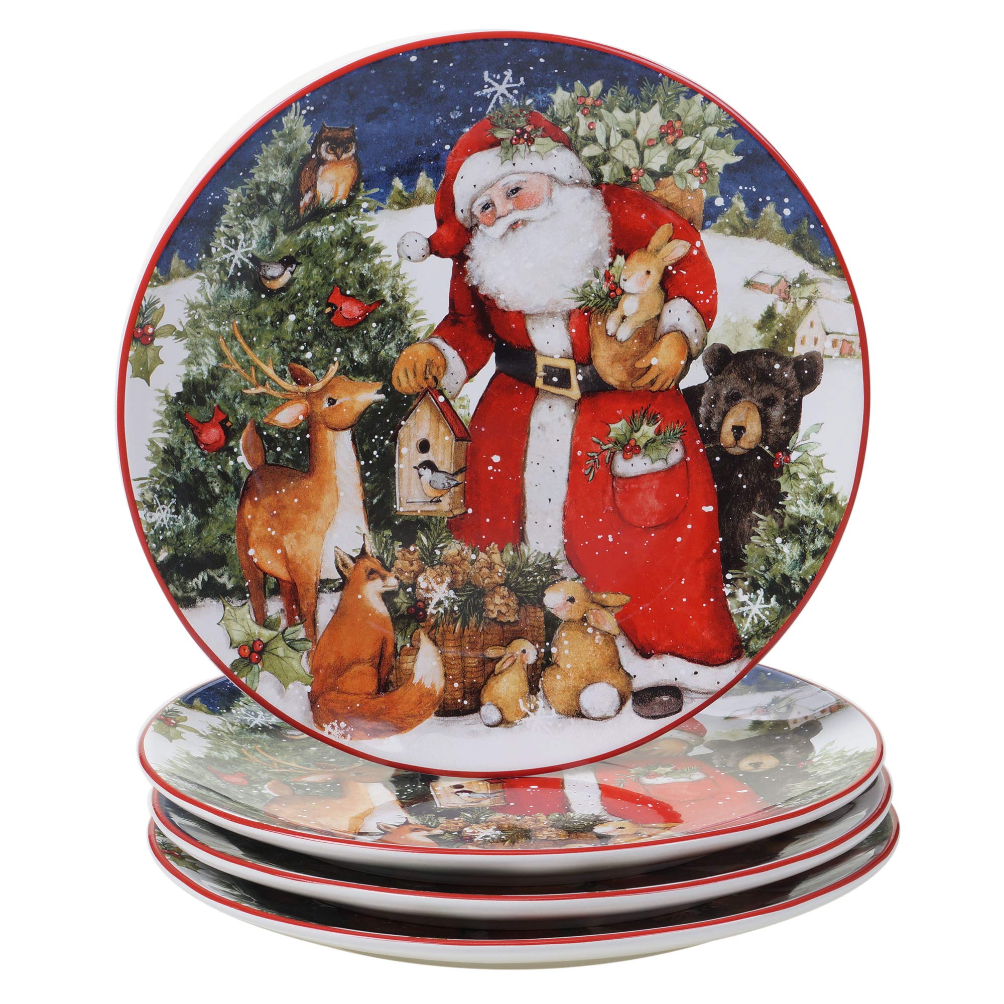 Certified International Magic of Christmas Santa 16-Piece Dinnerware Set - Service for 4, Multicolor Holiday Tableware for Festive Dining & Christmas Parties