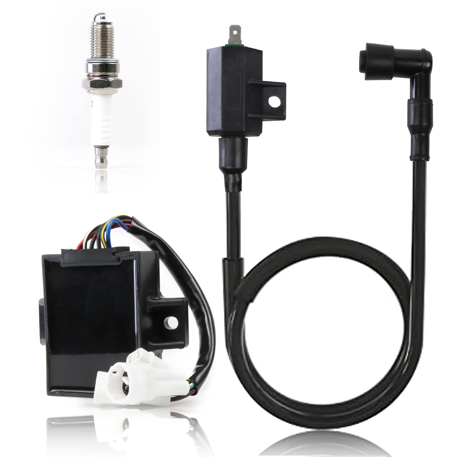 Kawasaki Bayou 220 KLF220 A Ignition Coil CDI Box & Spark Plug Kit (1988-1995) - OEM 21119-1226 & 21121-1160 Replacement - Perfect for ATV Repair & Off-Road Maintenance