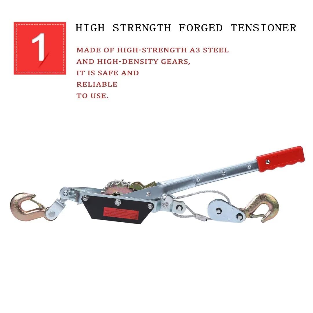 GARVEE 2 Ton Heavy Duty Power Puller Winch with Dual Hooks - 4,400 lb Capacity - Perfect for Off-Road Recovery, Towing, and Construction Work