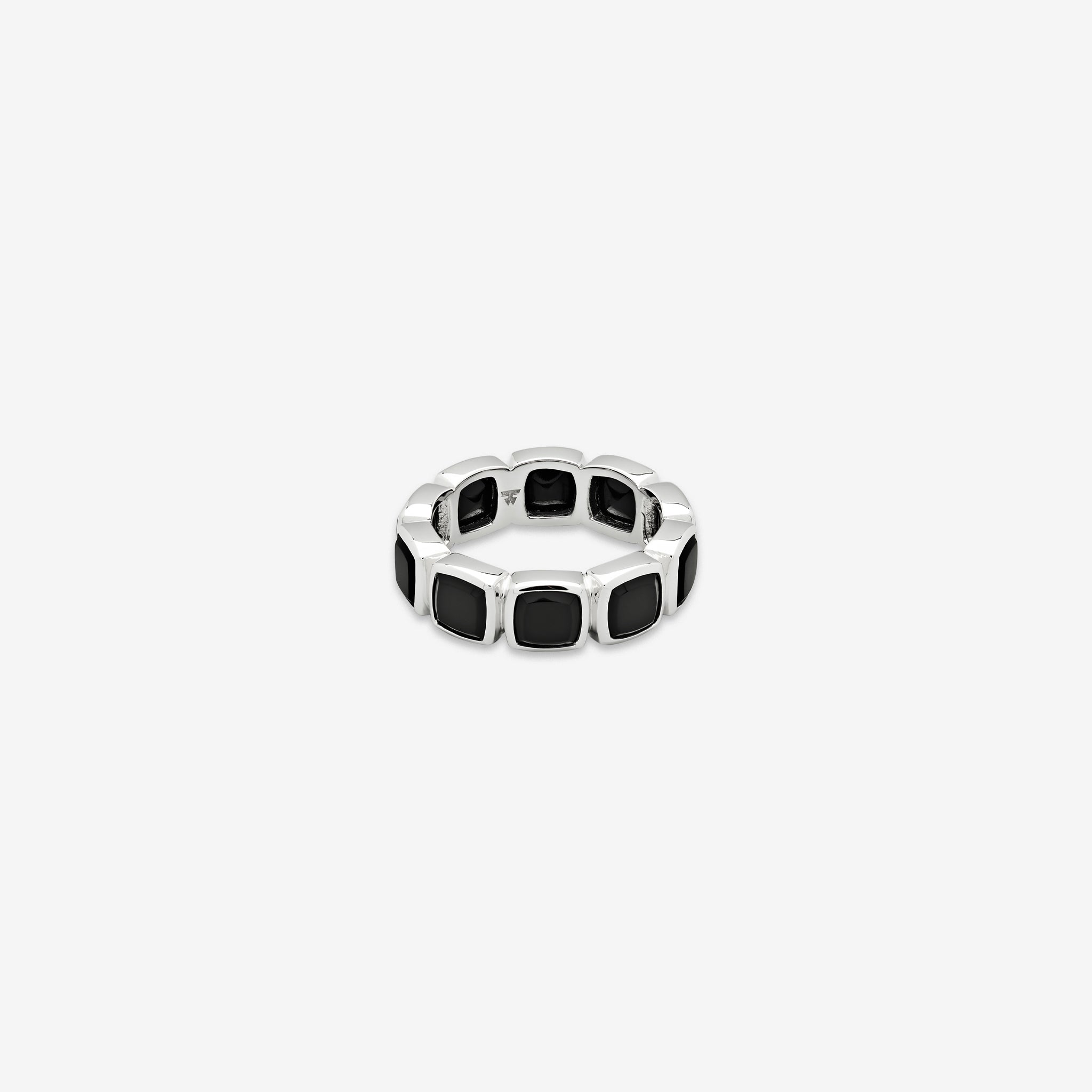 Black Onyx Silver Cushion Band (Medium) - Elegant Adjustable Bracelet for Women, Perfect for Casual Wear, Office & Special Occasions