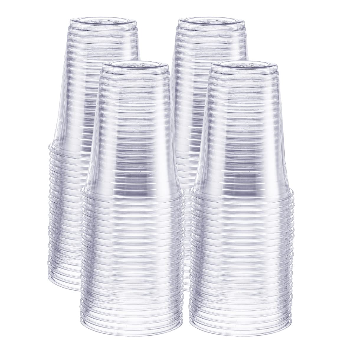 16 oz. Clear PET Plastic Cups (100 Pack) - Crystal Clear Disposable Party Cups for Cold Drinks, Smoothies, Cocktails - Perfect for Parties, BBQs, Weddings & Events