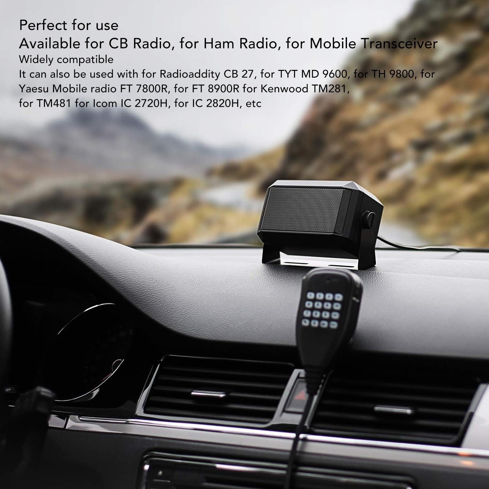 ASHATA 5W External Speaker with 3.5mm Plug - Professional CB & Ham Radio Speaker for Car, Mobile Transceiver, TYT MD 9600, TH 9800 - Ideal for Clear Communication in Vehicles & Radio Stations