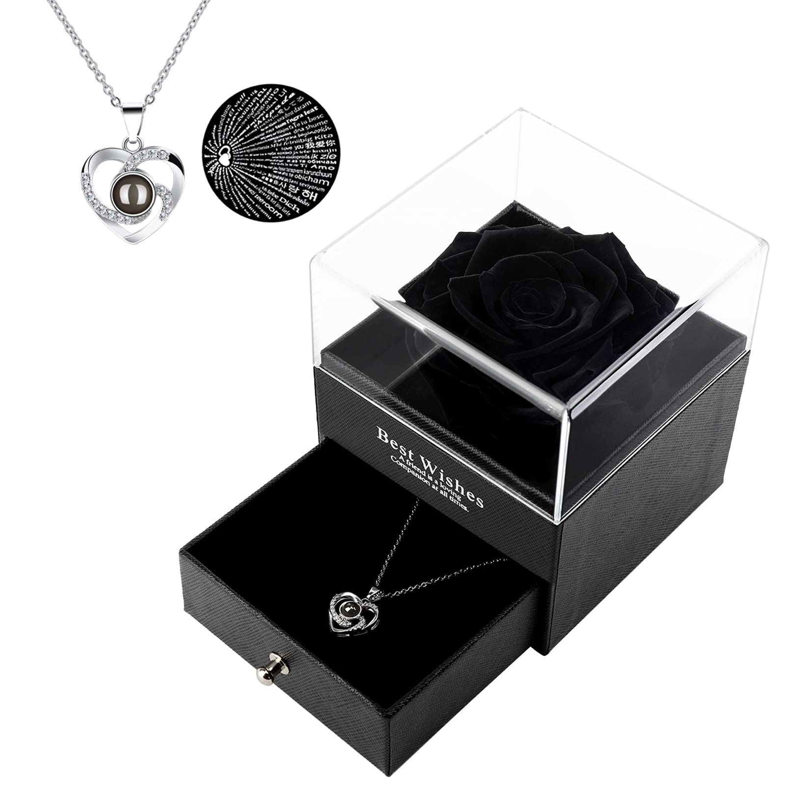 Unique Birthday Gifts for Her - Handmade Eternal Rose Gift Box with Flower Necklace for Women, Wife, Mom | Anniversary, Wedding, Christmas Present | Romantic Home Decor & Special Occasion Gift