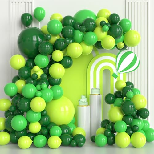 Dark Green Emerald Green Lime Green Balloons Arch